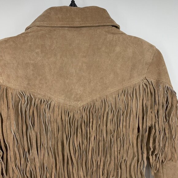 Blank NYC Jacket Fringe 100% Leather Almond Butter Button Front - Picture 10 of 13
